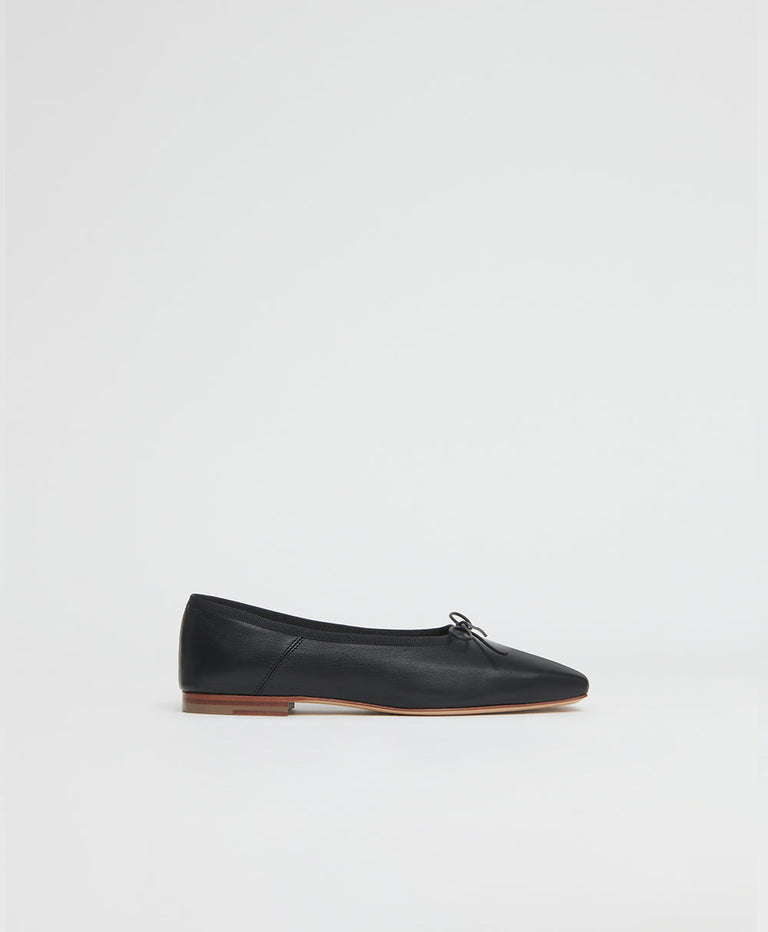 Square Toe Ballerina  -  Black