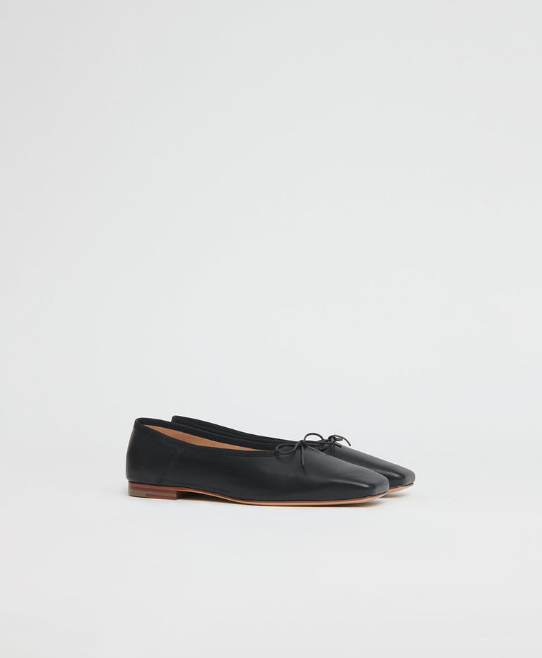 Square Toe Ballerina  -  Black