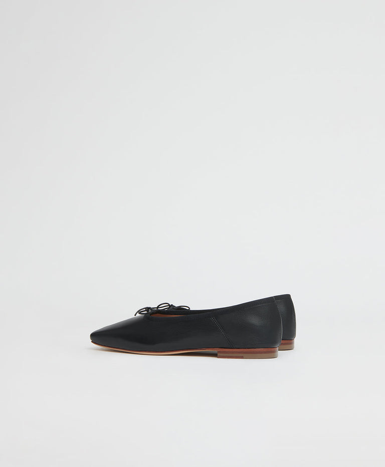Square Toe Ballerina  -  Black