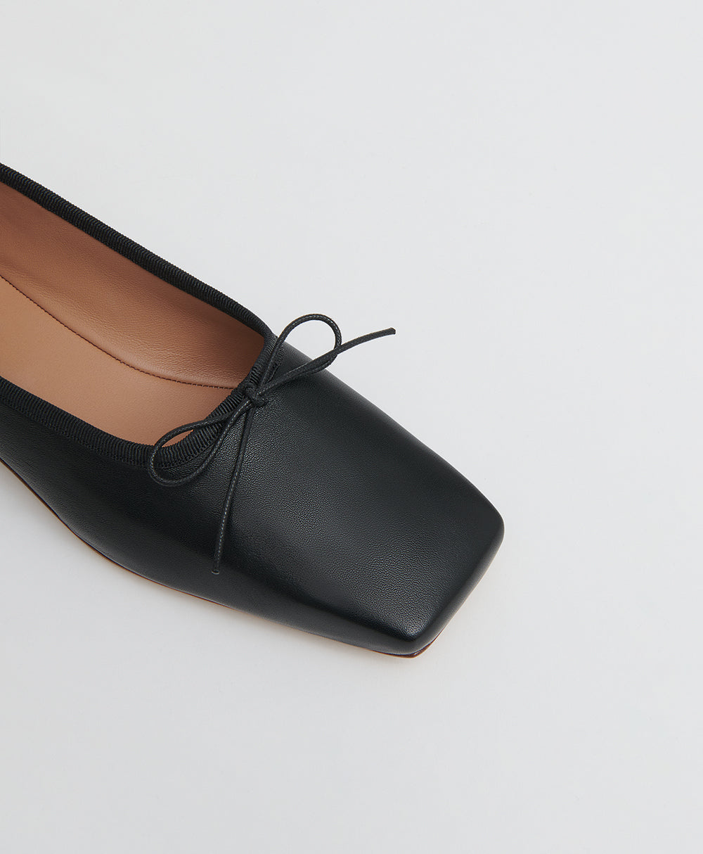 Square Toe Ballerina  -  Black