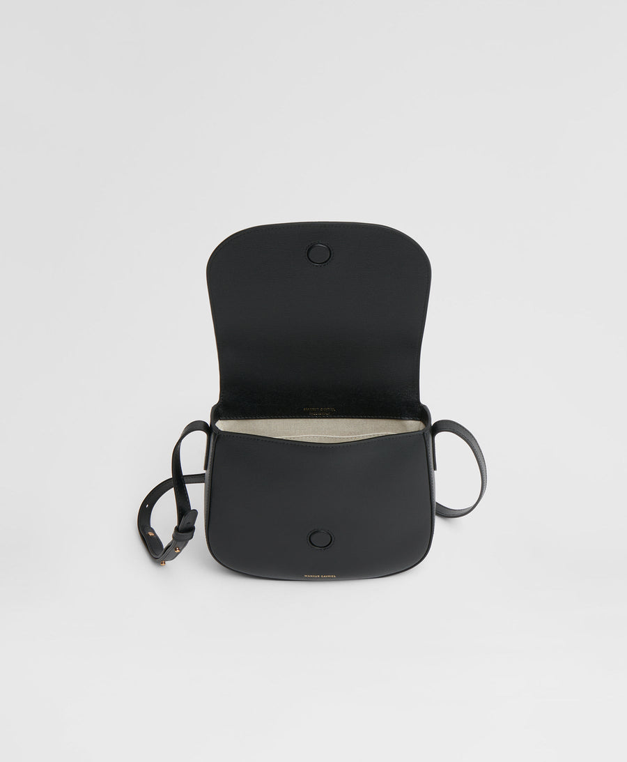 Pattina Saffiano Leather Crossbody Saddle Bag In Black