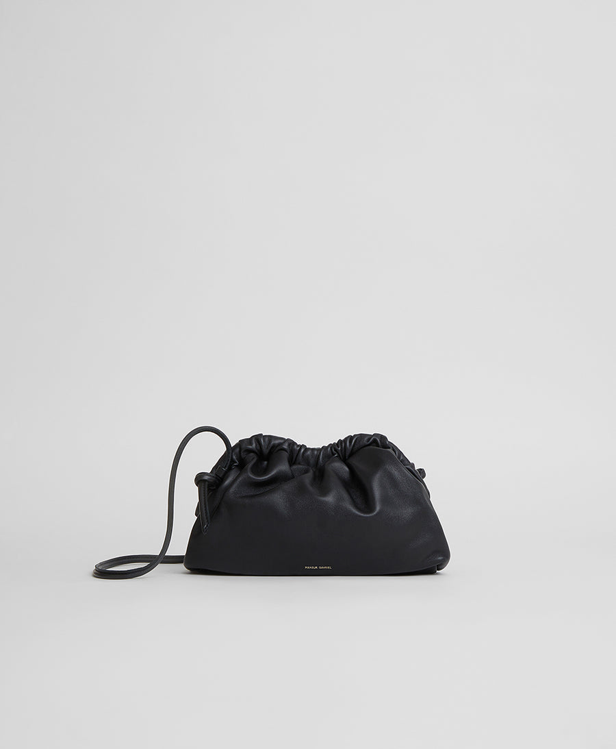 Black Cute Cloud Genuine Leather Magnetic Closure Shoulder Bags Purse